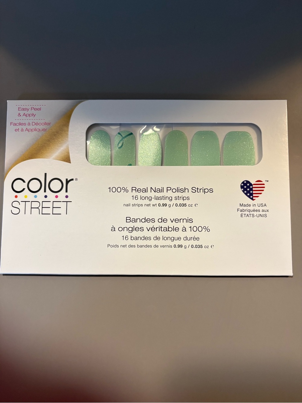 Color Street Mint Green Glitter Nail Strips - Sparkling Seafoam